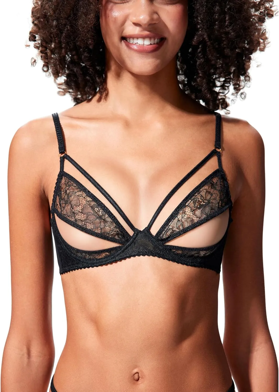Faye Sexy Lace Bra - Black Lace Bra, Designer Unlined Underwire, Romantic Balconette Bras for Women