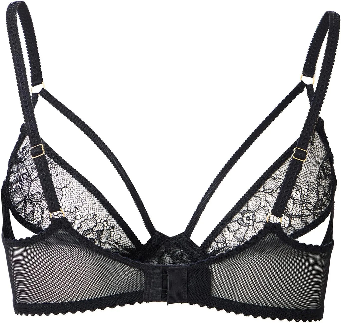 Faye Sexy Lace Bra - Black Lace Bra, Designer Unlined Underwire, Romantic Balconette Bras for Women