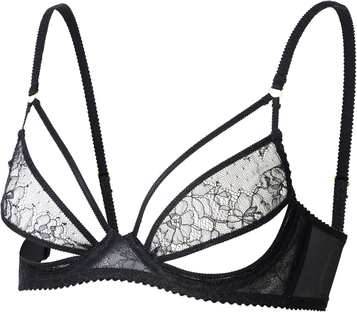 Faye Sexy Lace Bra - Black Lace Bra, Designer Unlined Underwire, Romantic Balconette Bras for Women