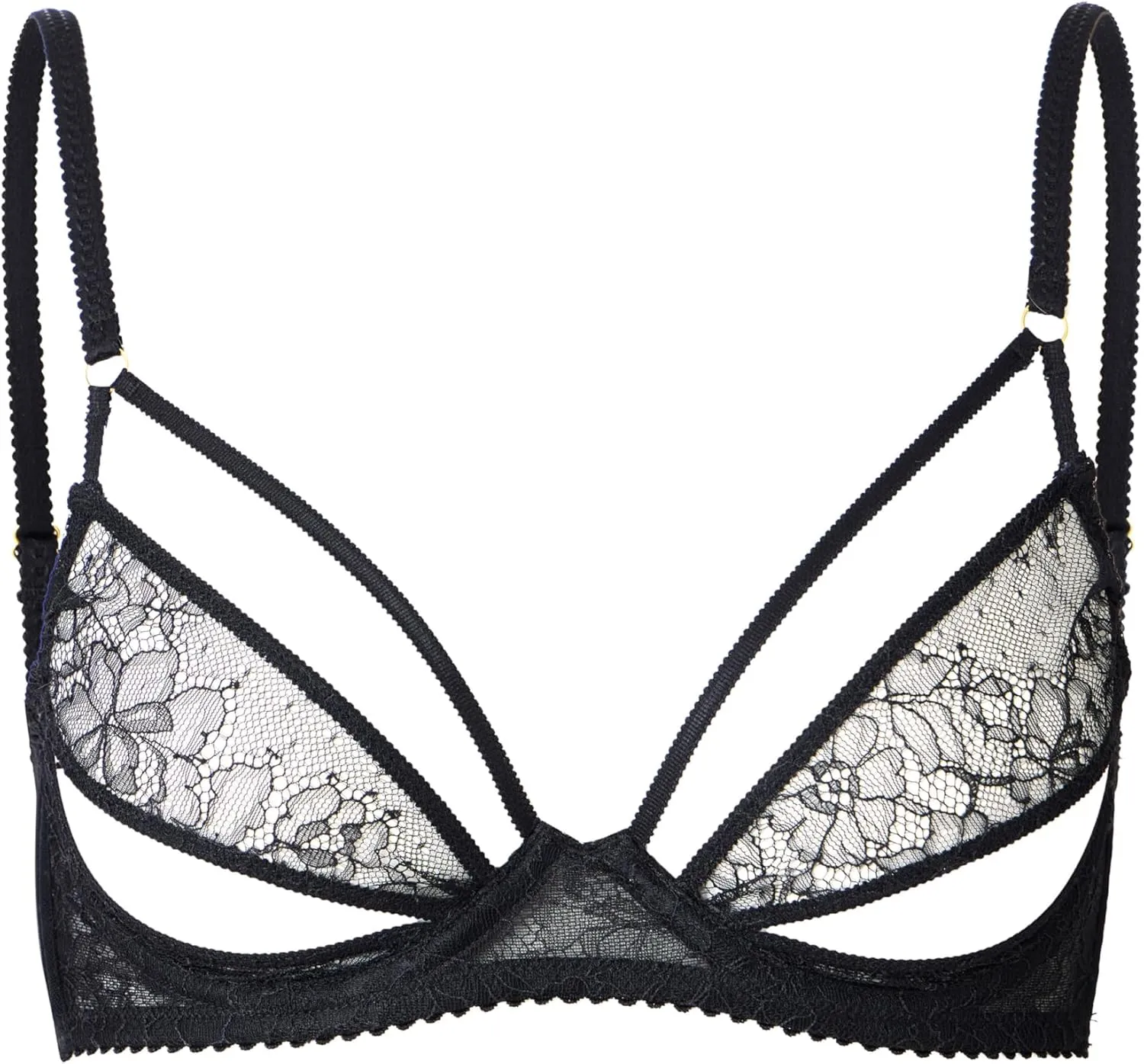 Faye Sexy Lace Bra - Black Lace Bra, Designer Unlined Underwire, Romantic Balconette Bras for Women