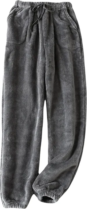 Fiona Jolin Women's Plush Fluffy Pajama Pants Winter Warm Fuzzy Fleece Lounge Bottoms Sleepwear with Pockets