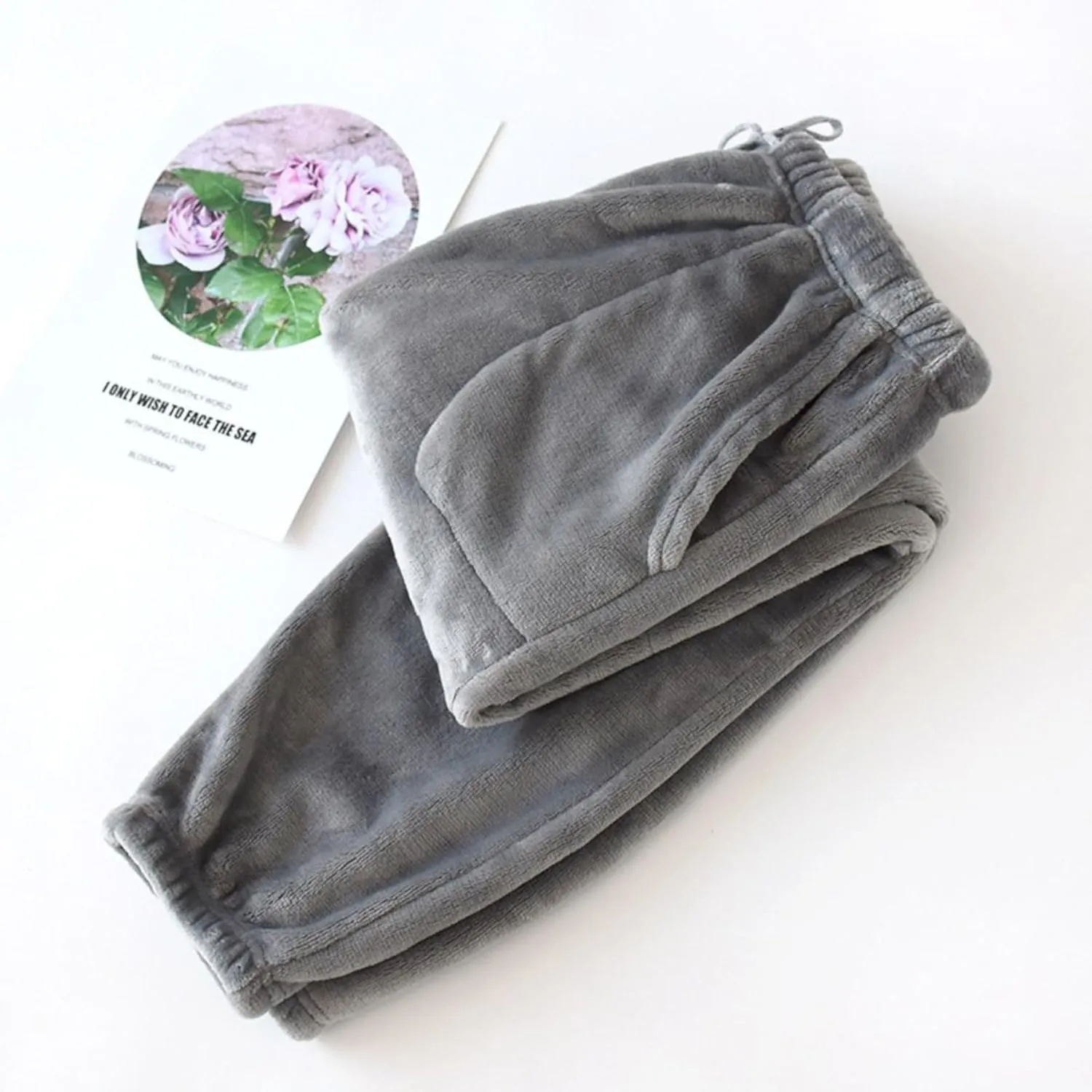Fiona Jolin Women's Plush Fluffy Pajama Pants Winter Warm Fuzzy Fleece Lounge Bottoms Sleepwear with Pockets