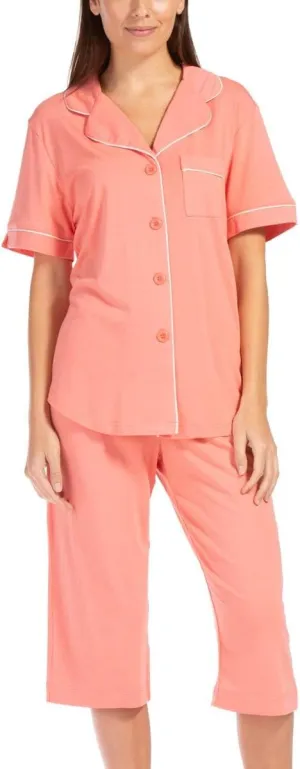 Fishers Finery Button Down Pajamas for Women Capri Pajama Sleepwear Set with Gift Box