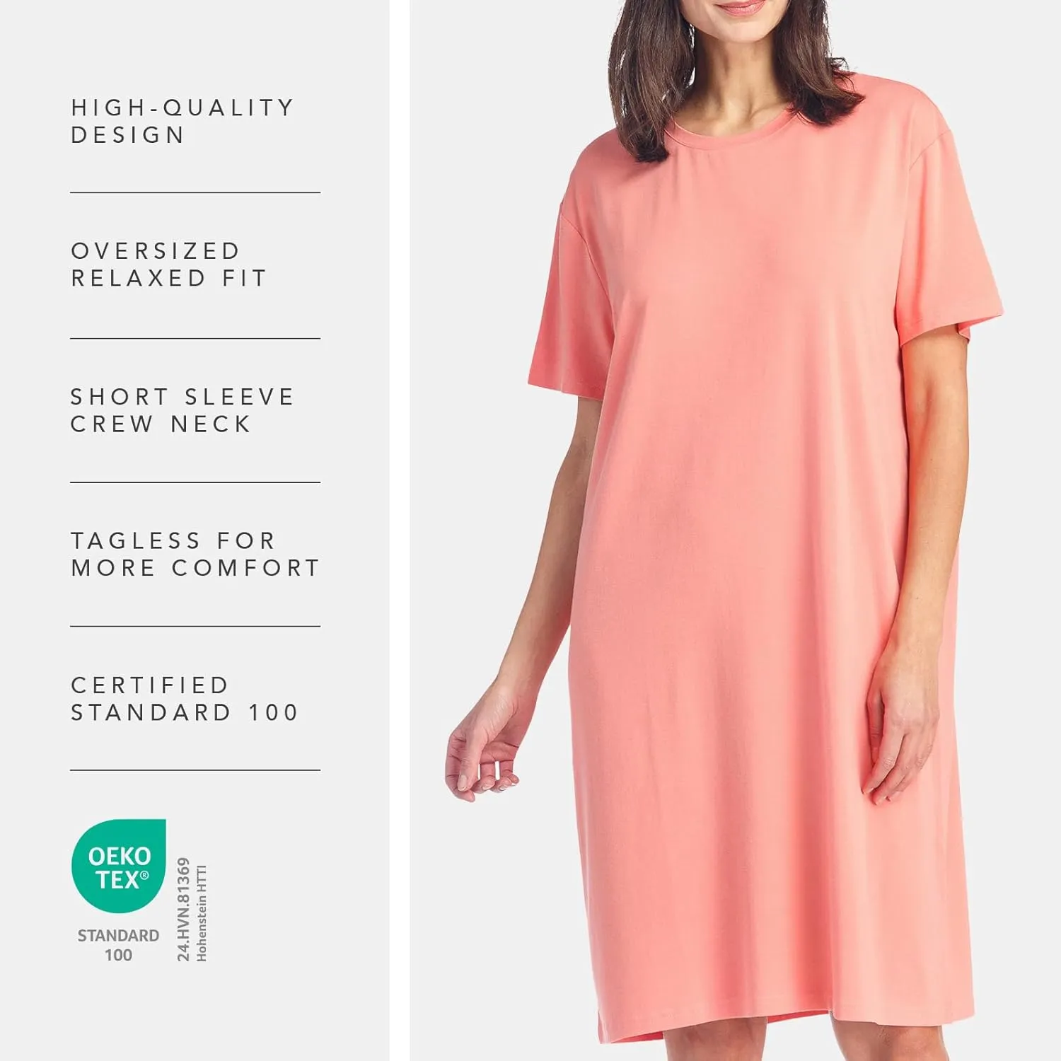 Fishers Finery Women's EcoFabric Crew Neck Sleep Tee; Short Sleeve; Relaxed Fit