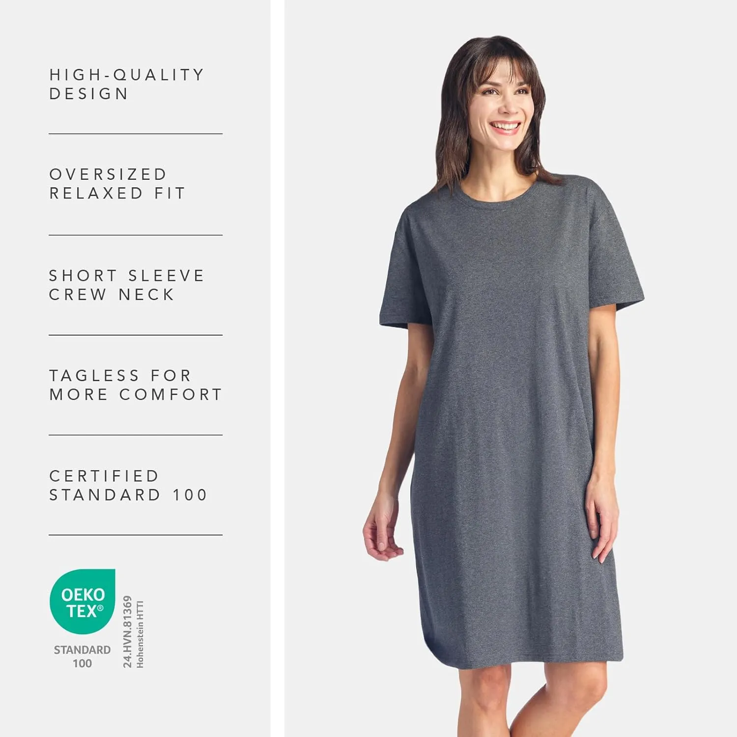 Fishers Finery Women's EcoFabric Crew Neck Sleep Tee; Short Sleeve; Relaxed Fit