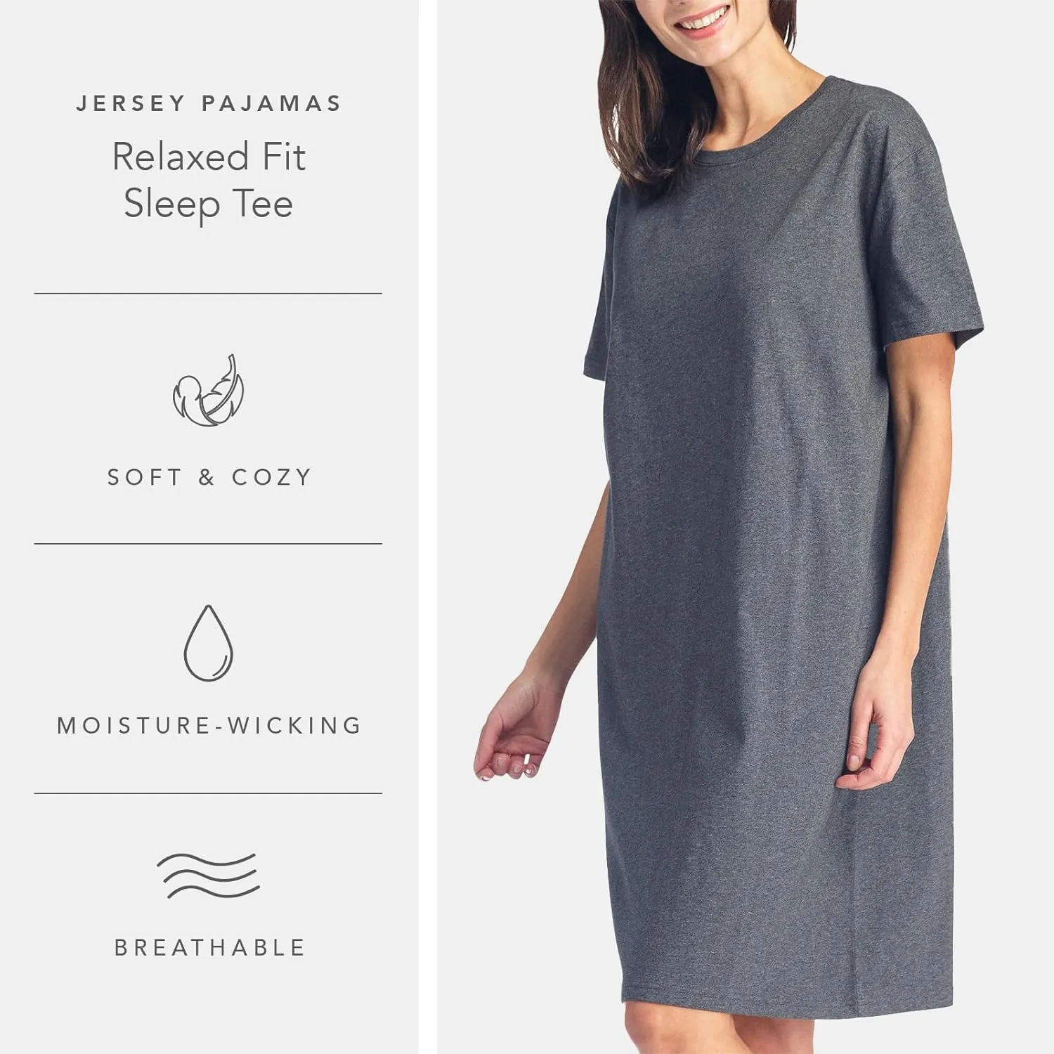 Fishers Finery Women's EcoFabric Crew Neck Sleep Tee; Short Sleeve; Relaxed Fit