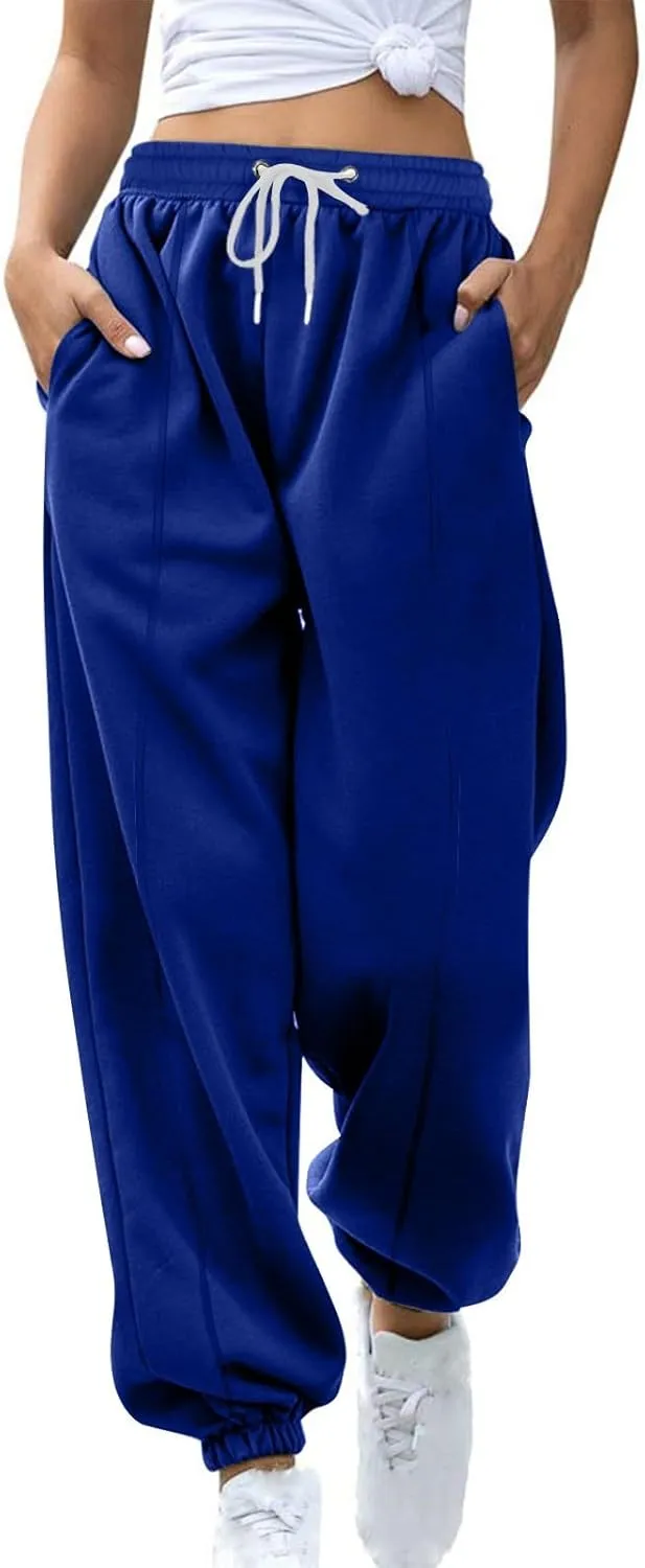 Fleece Joggers for Women Ankle Athletic Pants with Pockets Loose Sweatpants High Waisted Sweat Pull on Jogger Pants