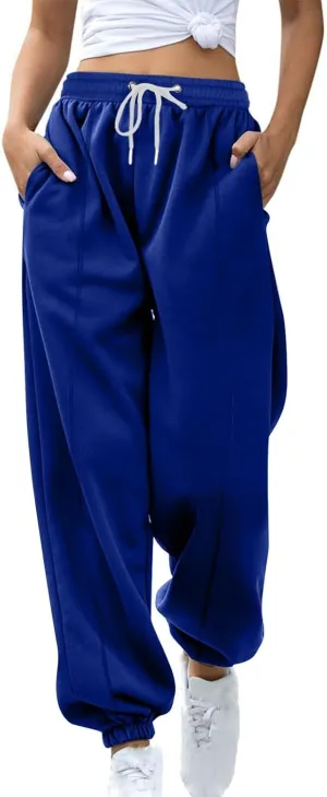 Fleece Joggers for Women Ankle Athletic Pants with Pockets Loose Sweatpants High Waisted Sweat Pull on Jogger Pants