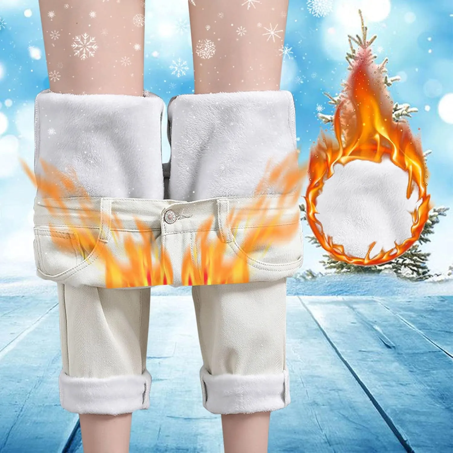 Fleece Lined Leggings Women Winter Warm Athletic Jogger Soft Thermal Hiking Yoga Pants Lounge Pants Fluffy Sleepwear