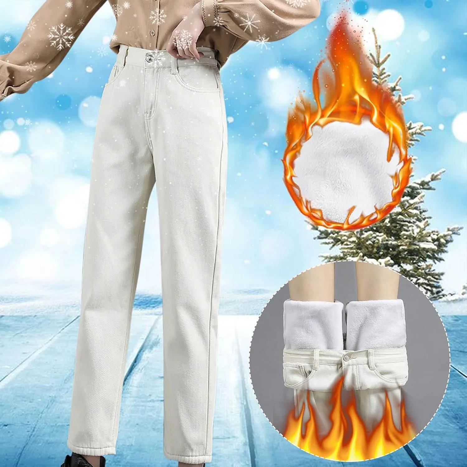Fleece Lined Leggings Women Winter Warm Athletic Jogger Soft Thermal Hiking Yoga Pants Lounge Pants Fluffy Sleepwear