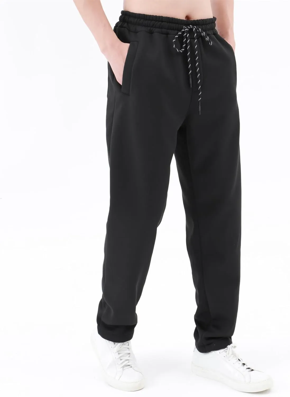Fleece Lined Sweatpants Men Thick Winter Pants Straight Leg Slacks Outdoor Cozy Trousers Thermal Loungewear Casual