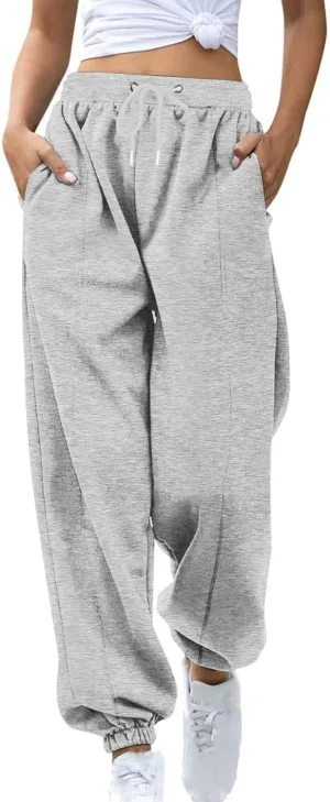 Fleece Lined Sweatpants Women Joggers with Pockets Loose High Waisted Sweat Pants Athletic Workout Track Pants