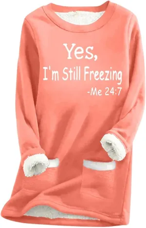 Fleece Lined Sweatshirts for Women Crewneck Warm Sherpa Sweatshirt Pullover 2024 Winter Thermal Underwear Loungewear