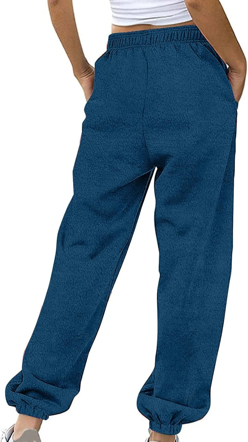 Fleece Sherpa Pajama Pants for Women 2024 Casual Fuzzy Warm Sweatpants Comfy Fluffy Lounge Sleepwear with Pockets