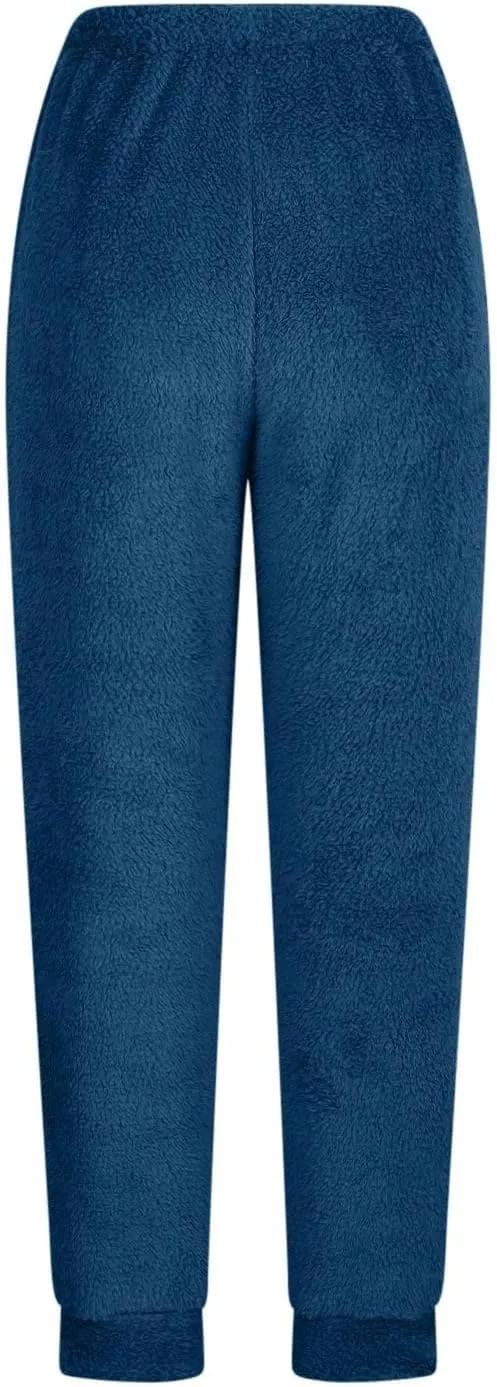 Fleece Sherpa Pajama Pants for Women 2024 Casual Fuzzy Warm Sweatpants Comfy Fluffy Lounge Sleepwear with Pockets