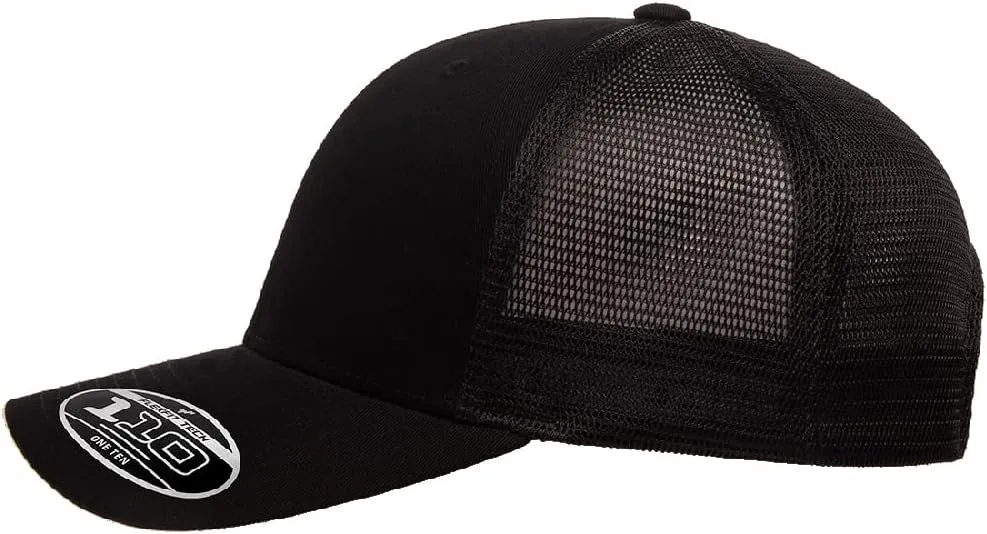 Flexfit 110M Mesh Trucker Mid-Profile Breathable Mesh Back Adjustable Snapback Cap | Bulk Pack Available