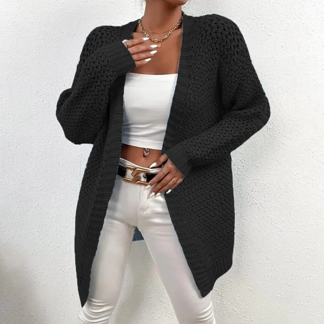 FMCHICO Women's 2024 Fall Long Batwing Sleeve Open Front Chunky Knit Cardigan Sweater