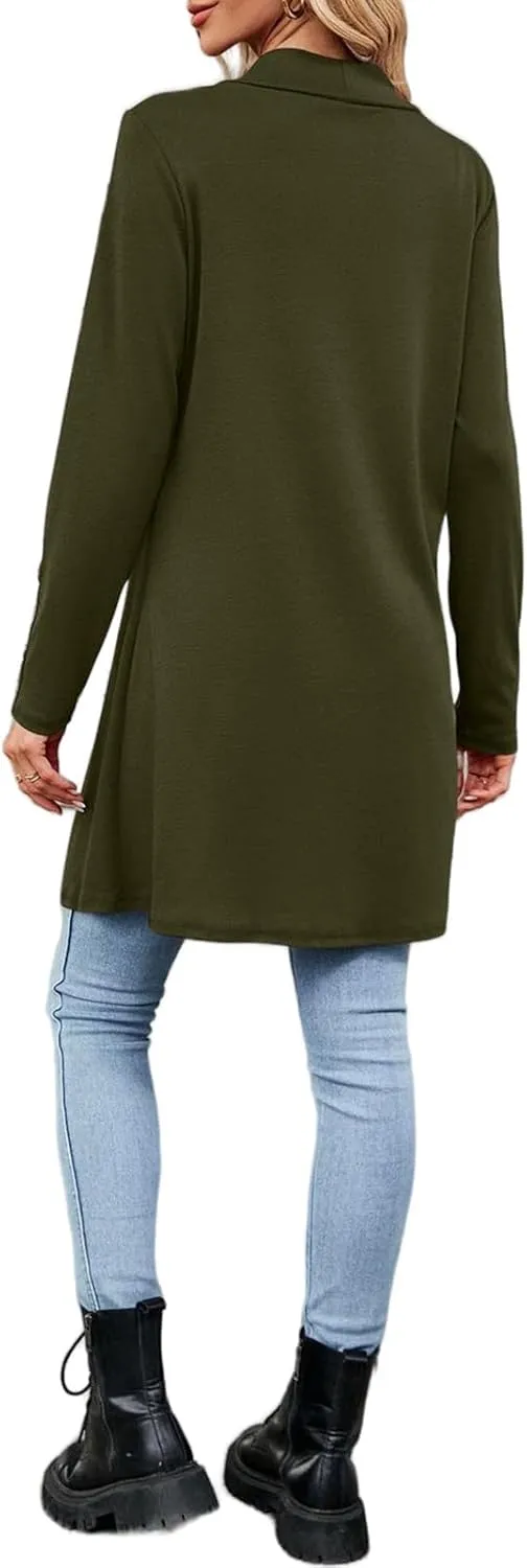 FMCHICO Women's Lightweight Open Front Cardigans Long Sleeve Casual Soft Drape Fall Cardigan