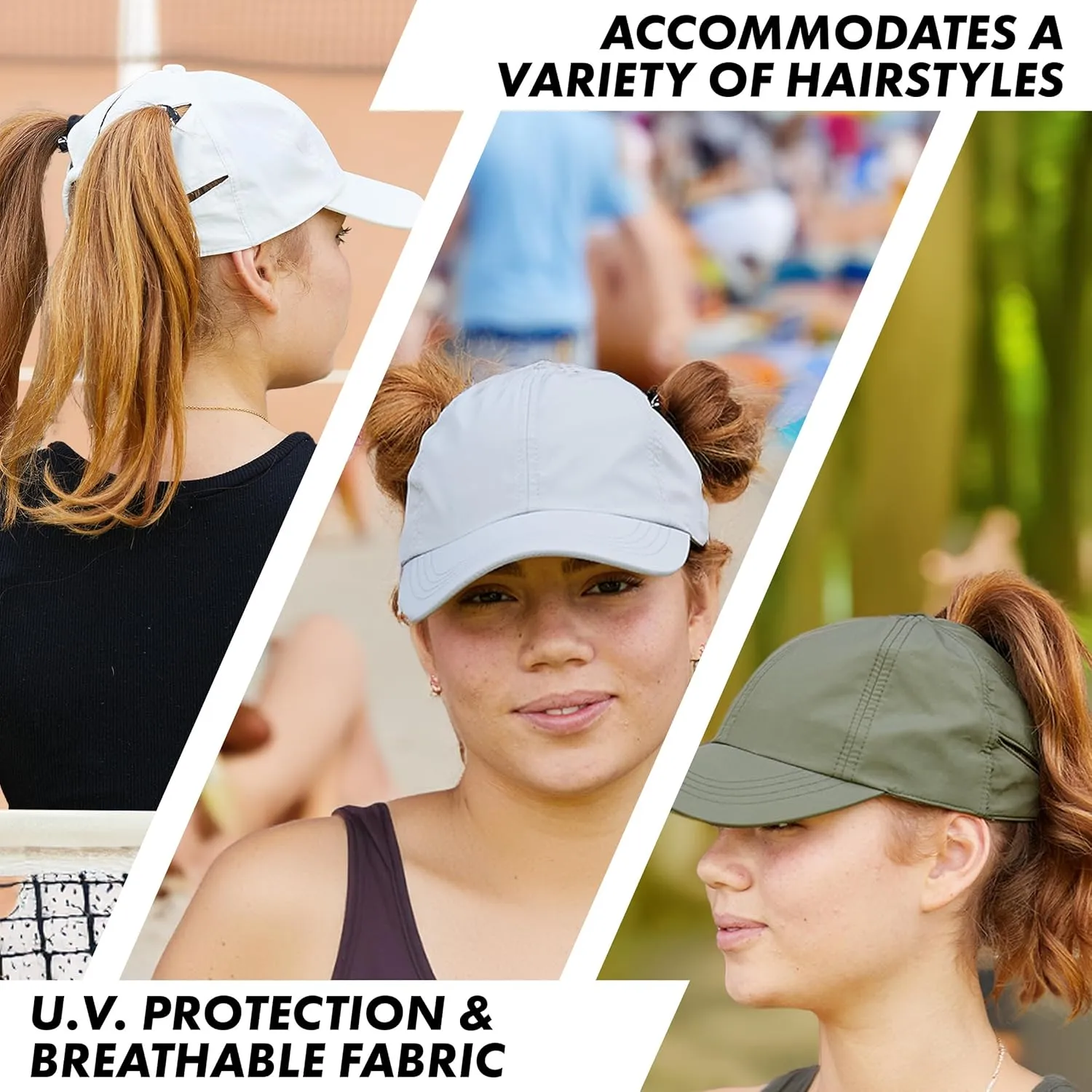 Funky Junque Women's Running Hat with Adjustable Ponytail Hole and Breathable Mesh