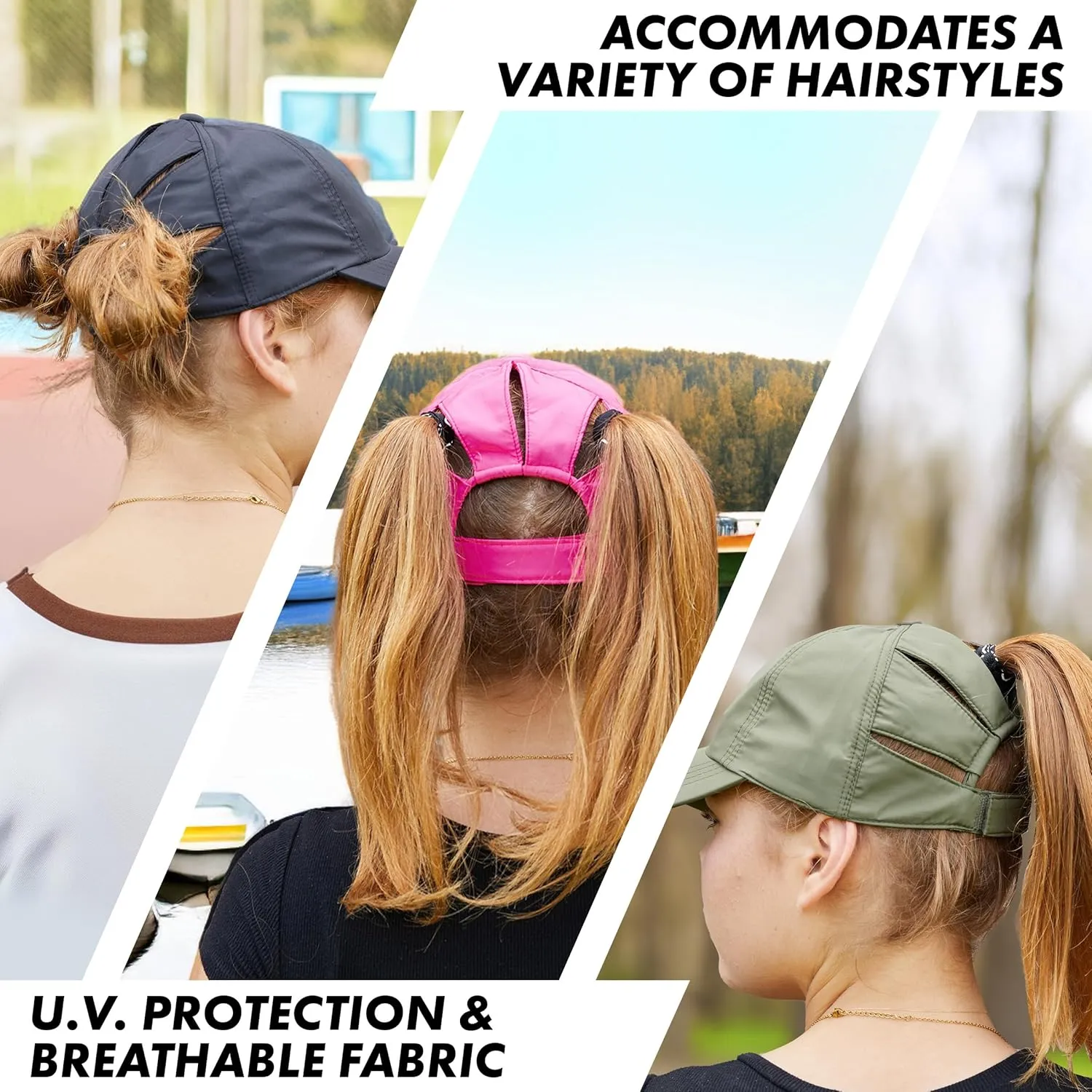 Funky Junque Women's Running Hat with Adjustable Ponytail Hole and Breathable Mesh