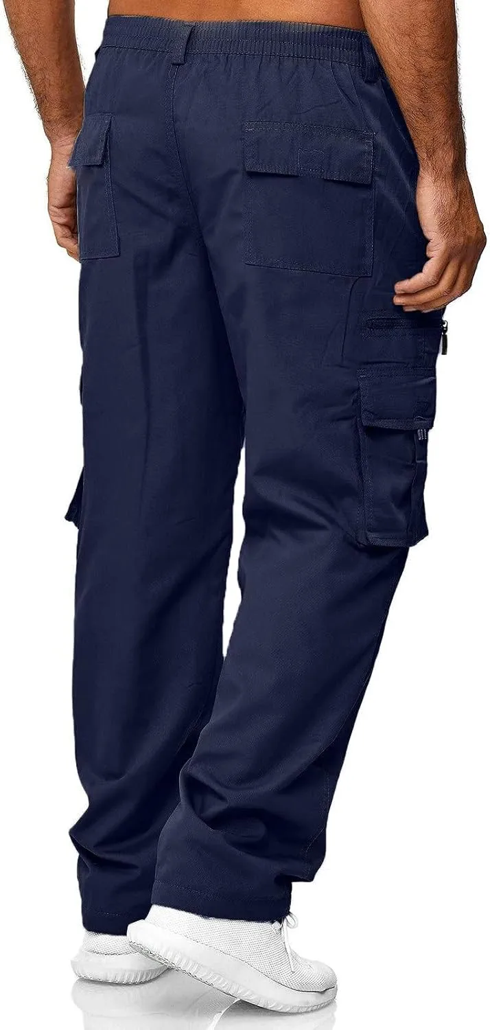 Fxbar Mens Cargo Pants Casual Hiking Pants Joggers Athletic Pants Cotton Loose Straight Sweatpants for Men