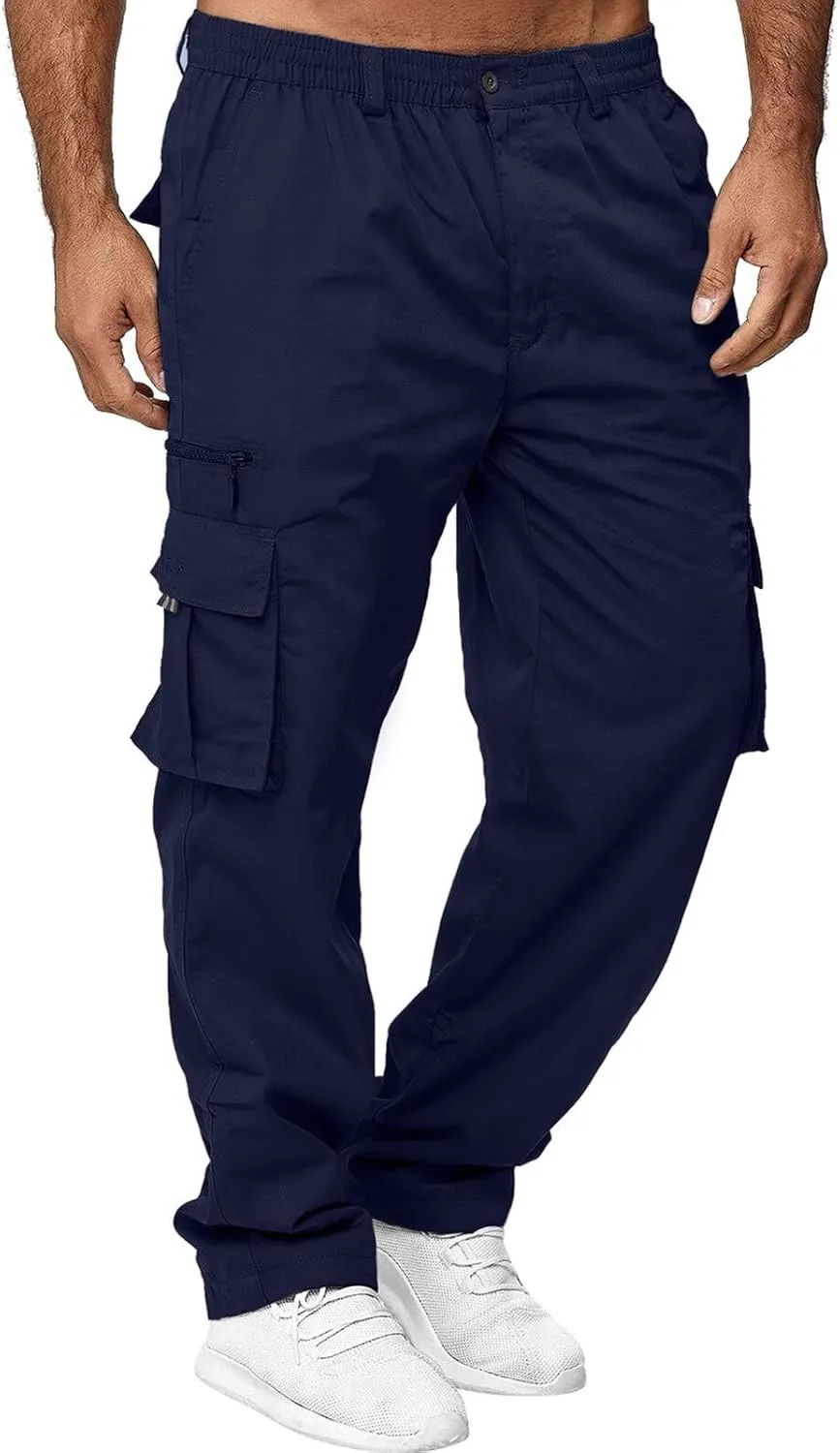 Fxbar Mens Cargo Pants Casual Hiking Pants Joggers Athletic Pants Cotton Loose Straight Sweatpants for Men