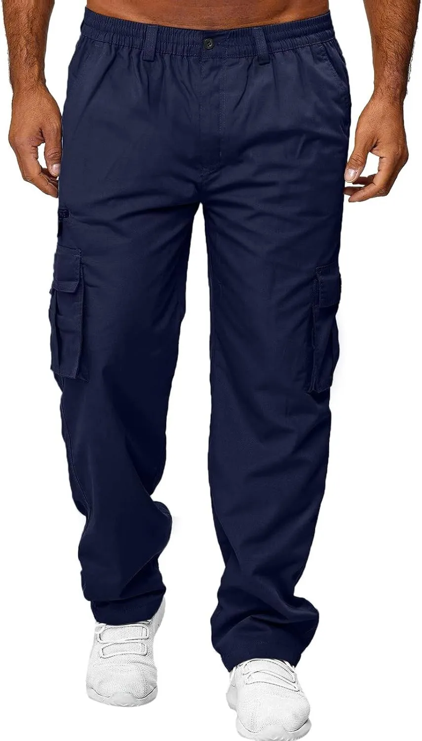 Fxbar Mens Cargo Pants Casual Hiking Pants Joggers Athletic Pants Cotton Loose Straight Sweatpants for Men
