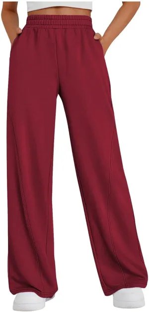 FZVYD Women's Wide Leg Sweatpants Baggy Straight Leg Lounge Pants Fall Outfits Athletic Joggers Casual Trousers with Pockets