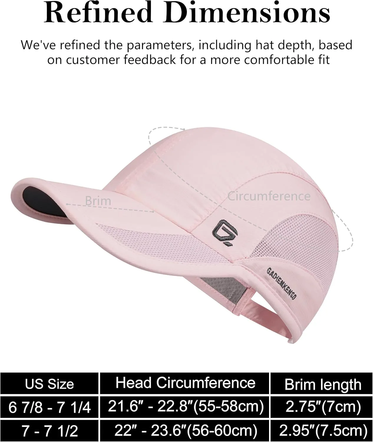 GADIEMKENSD Quick Dry Run Hat Cooling Breathable Mesh