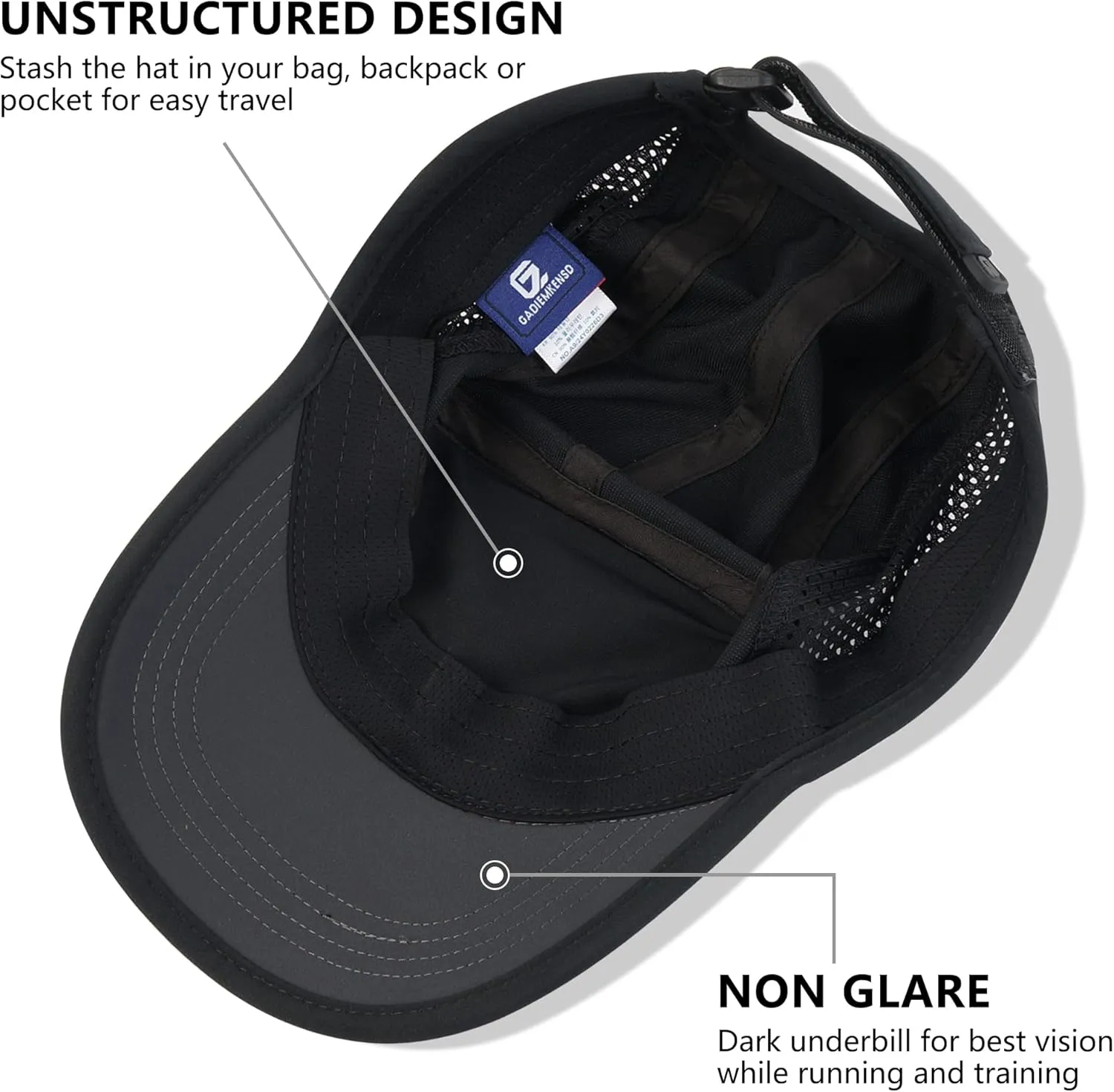 GADIEMKENSD UPF50  Embroidered Patch or Plain Baseball Cap with Breathable Mesh