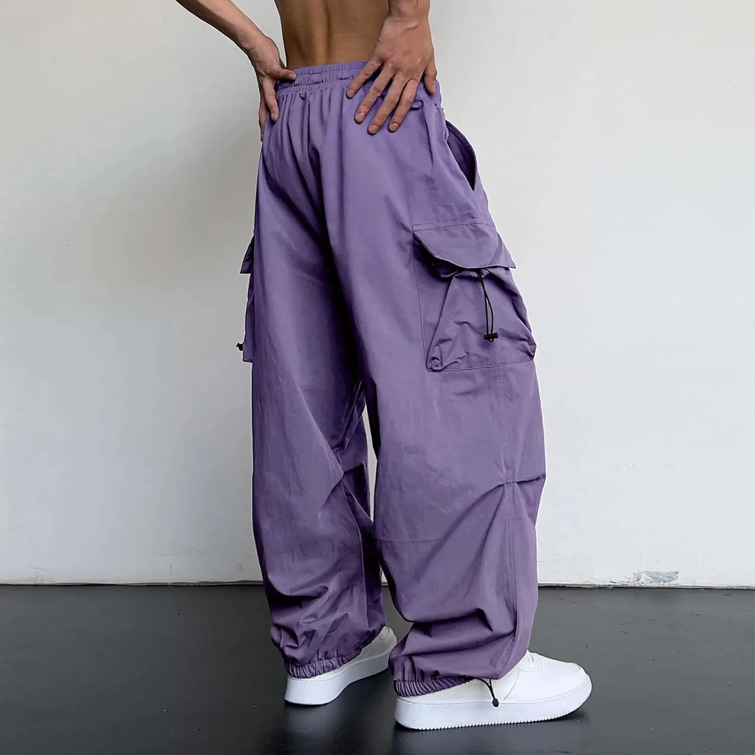 generic Men Pants Casual Summer Wide Leg Trousers Mens Cotton Linen Comfy Baggy Pants Fashoin Solid Elastic Wasit Loungewear