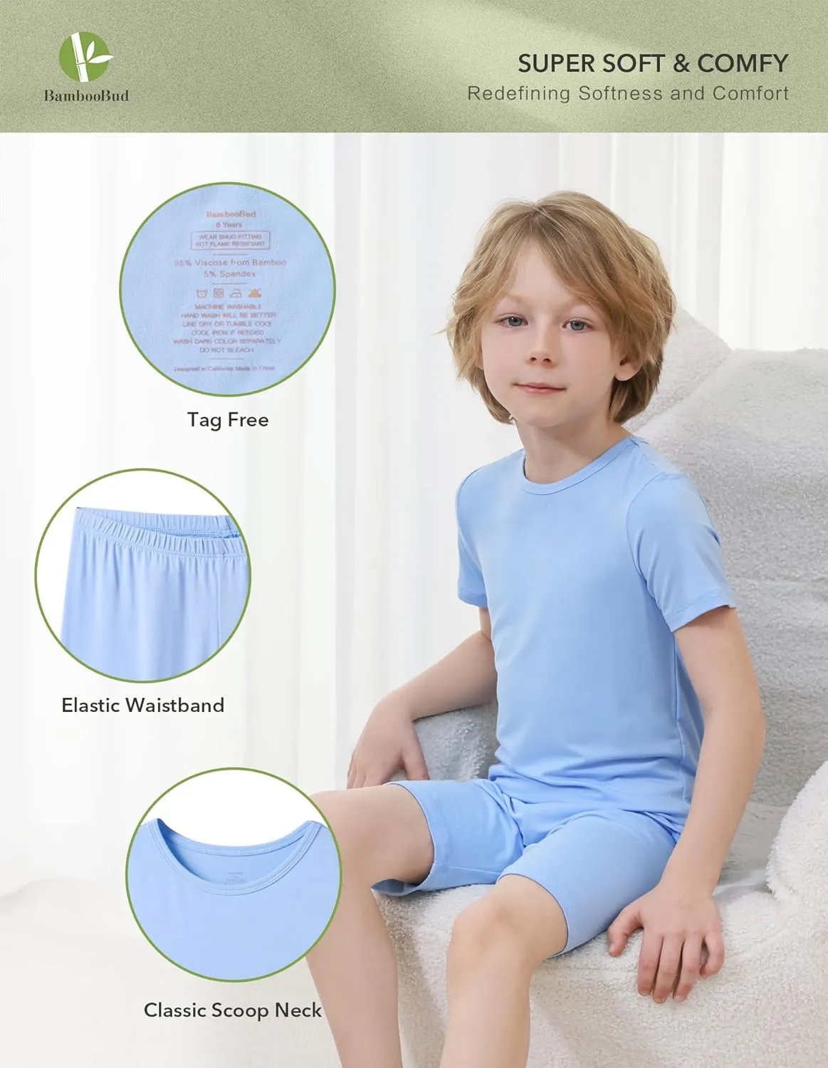 Girls Boys Pajamas Set Soft Short Sleeve Sleepwear Unisex Toddler Snug Fit Shorts Kids 2 Piece Pjs 2T-7Y