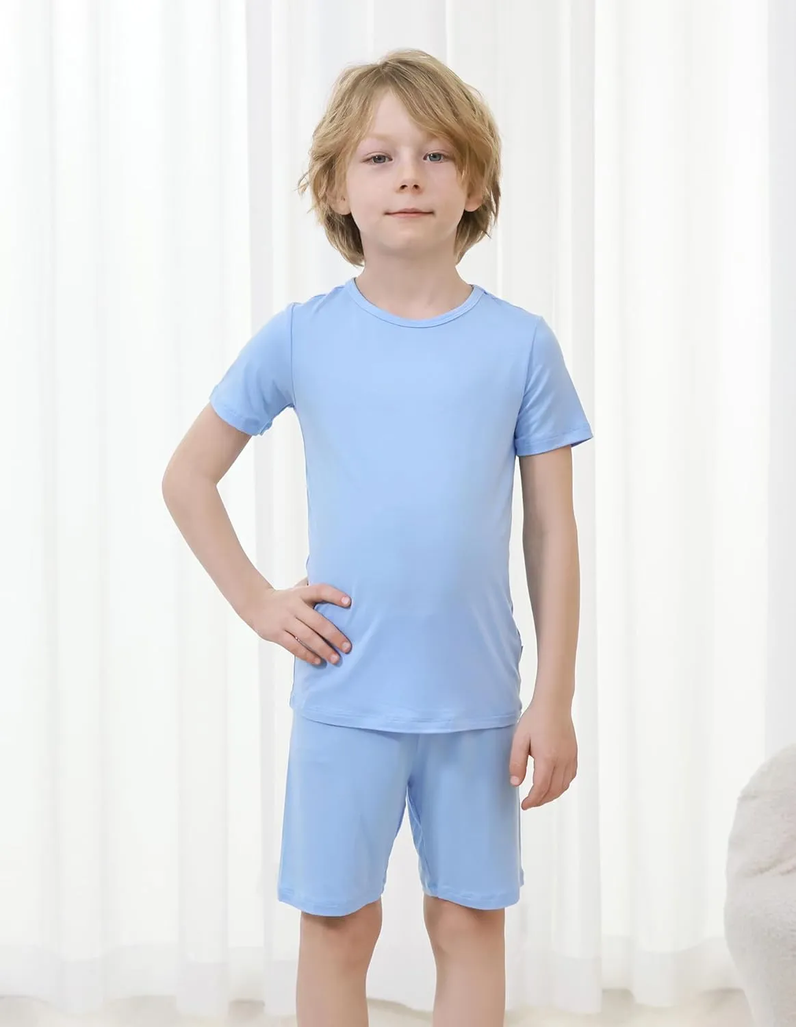 Girls Boys Pajamas Set Soft Short Sleeve Sleepwear Unisex Toddler Snug Fit Shorts Kids 2 Piece Pjs 2T-7Y
