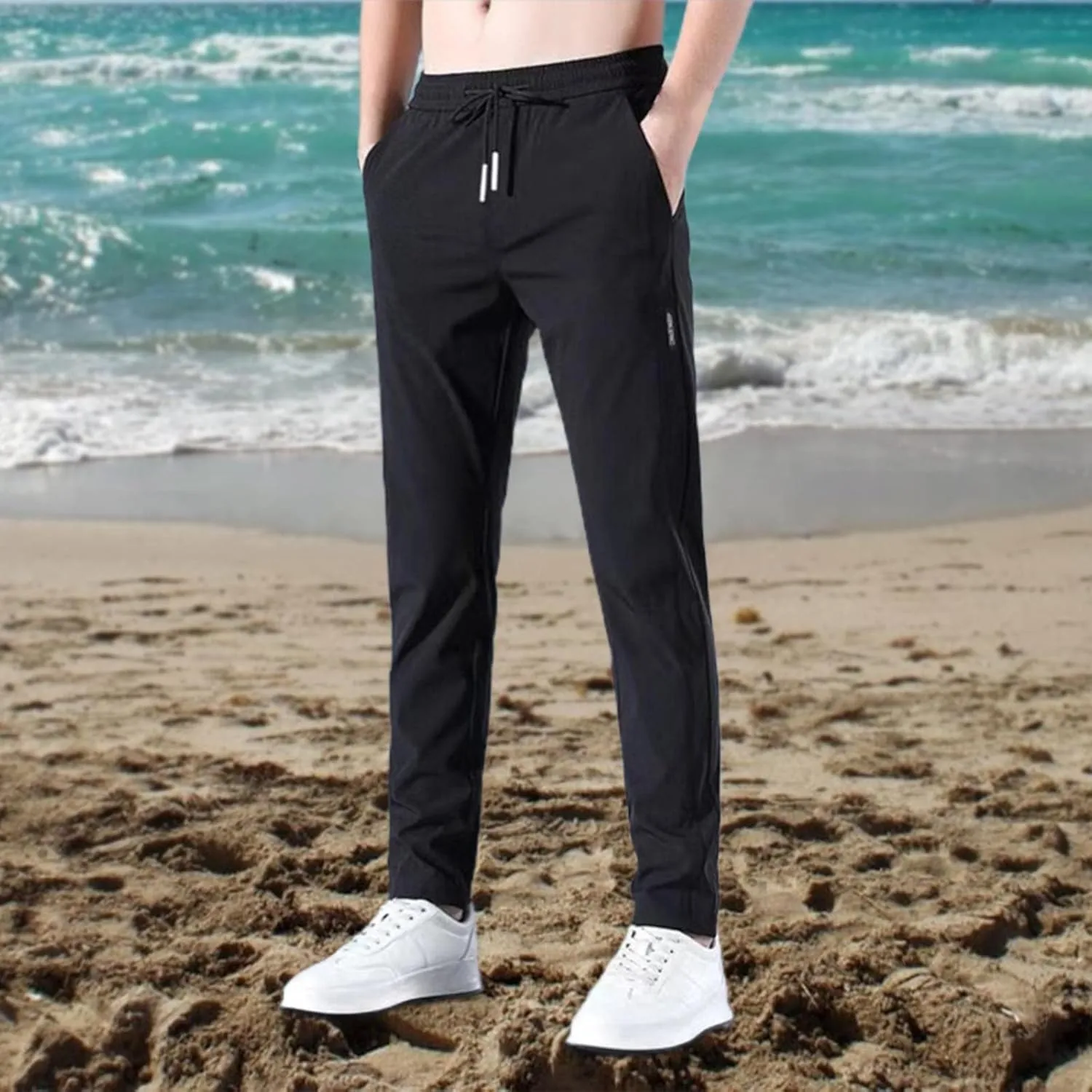 Glidepants for Men, Unisex Quick Dry Pull-On Stretch Pants, Glide Pants Mens, Solid Color Slim Fit Lightweight Pants