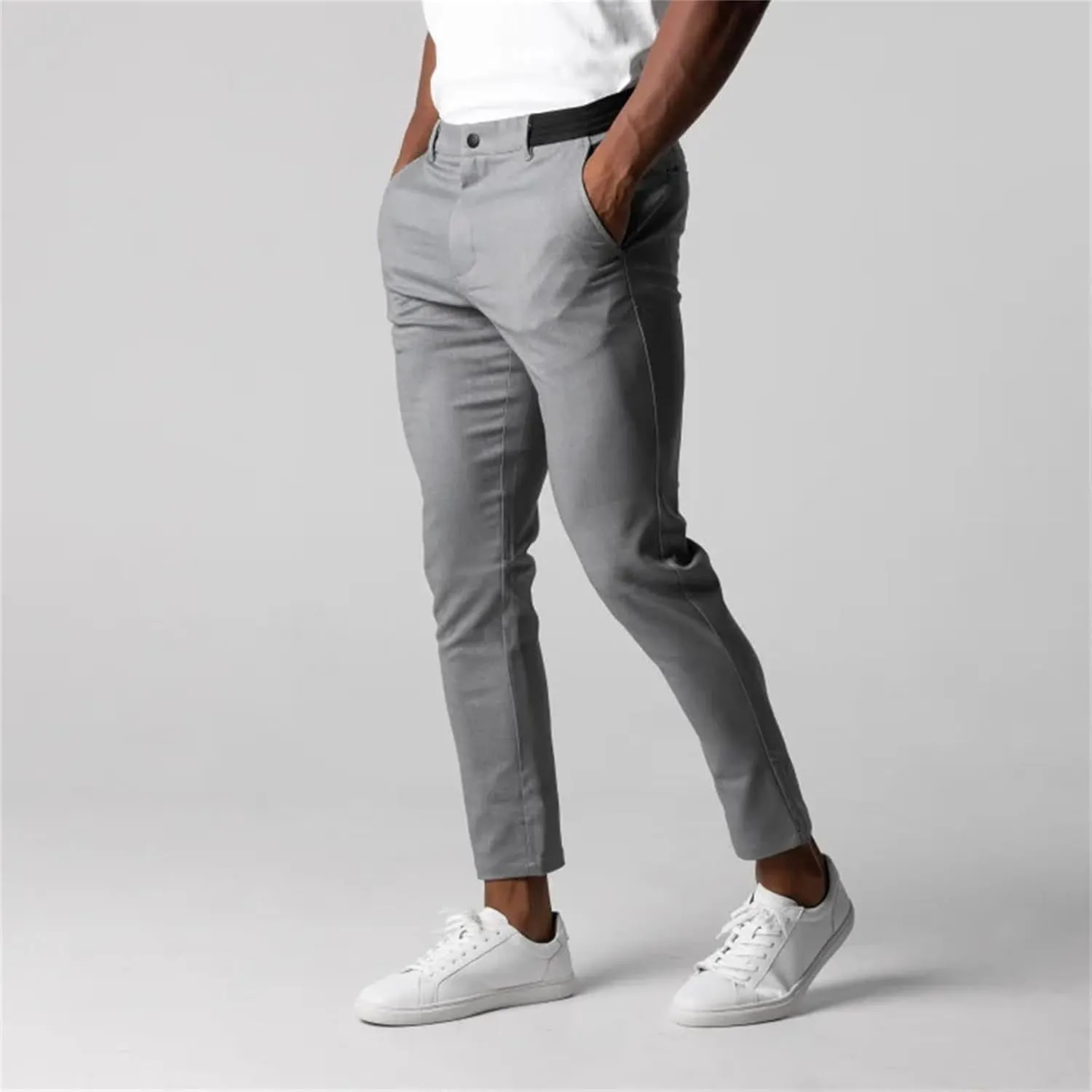 Golf Pants Men Slim Fit Muscle Elastic Trousers Business Breathable Classic Stretch Casual Suit Pants with Pockets