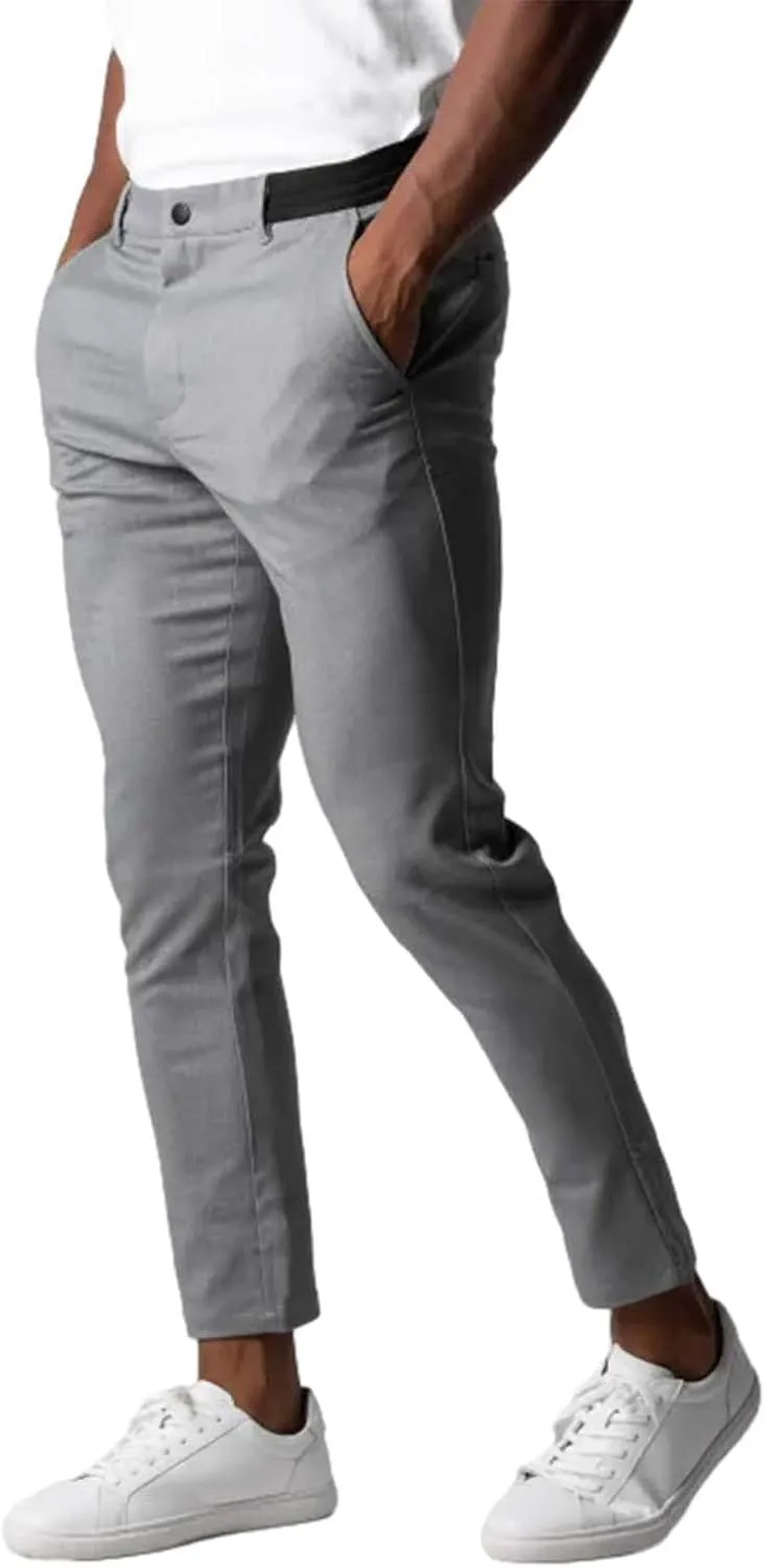 Golf Pants Men Slim Fit Muscle Elastic Trousers Business Breathable Classic Stretch Casual Suit Pants with Pockets