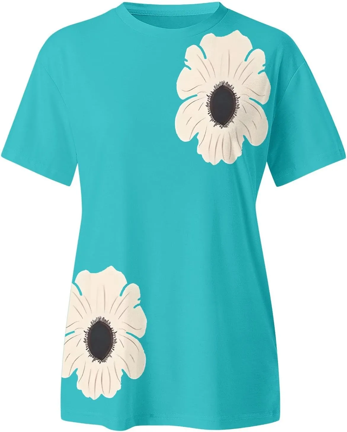 Graphic Tees for Women Short Sleeve Tshirts,Womens Summer Tops Crewneck Shirt Blouse Flower Printed Tops for Women