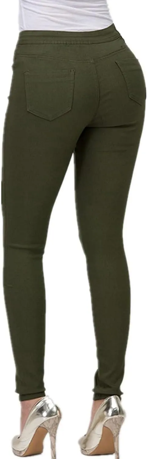 High Waisted Jeans for Women, Colored Skinny Slim Fit Stretch Casual Denim Pants Basic Solid Business Work Jeans