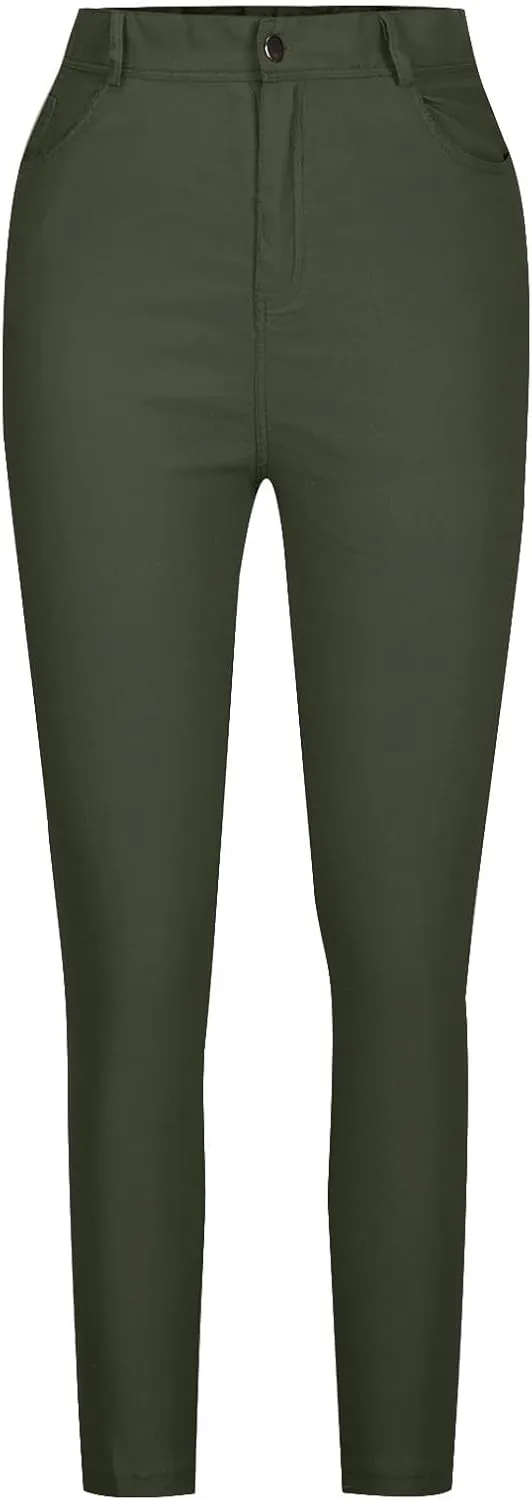 High Waisted Jeans for Women, Colored Skinny Slim Fit Stretch Casual Denim Pants Basic Solid Business Work Jeans