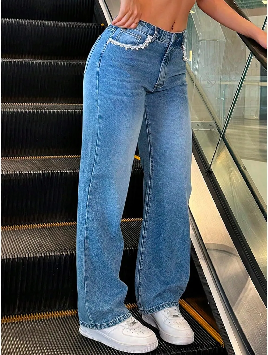 High Waisted Jeans for Women Stretch Vintage Straight Leg Denim Pants Cowgirl Outfits with Pockets