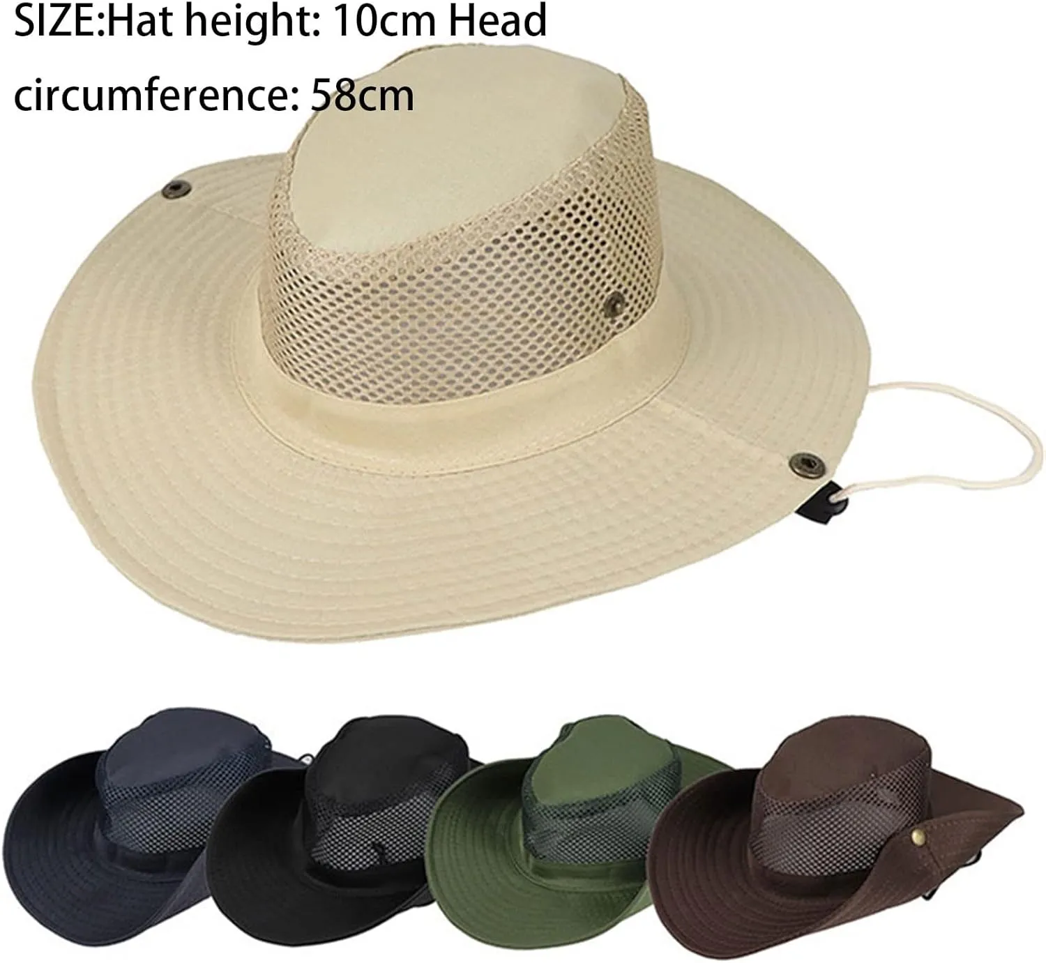 Hiking hat Men Women Summer Foldable Sun Fisherman Breathable Mesh Outdoor Sport Fishing Sun Hat Wide Brim Beach(Grey)