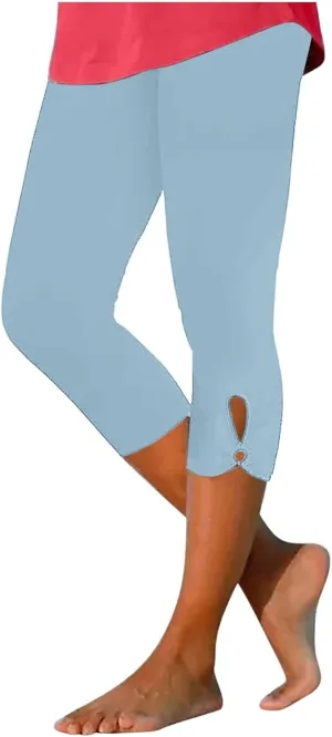 hlysgo Capri Leggings for Women 2024 Summer Lightweight Capris High Waisted Casual Workout Yoga Pants Beach Cropped Pants