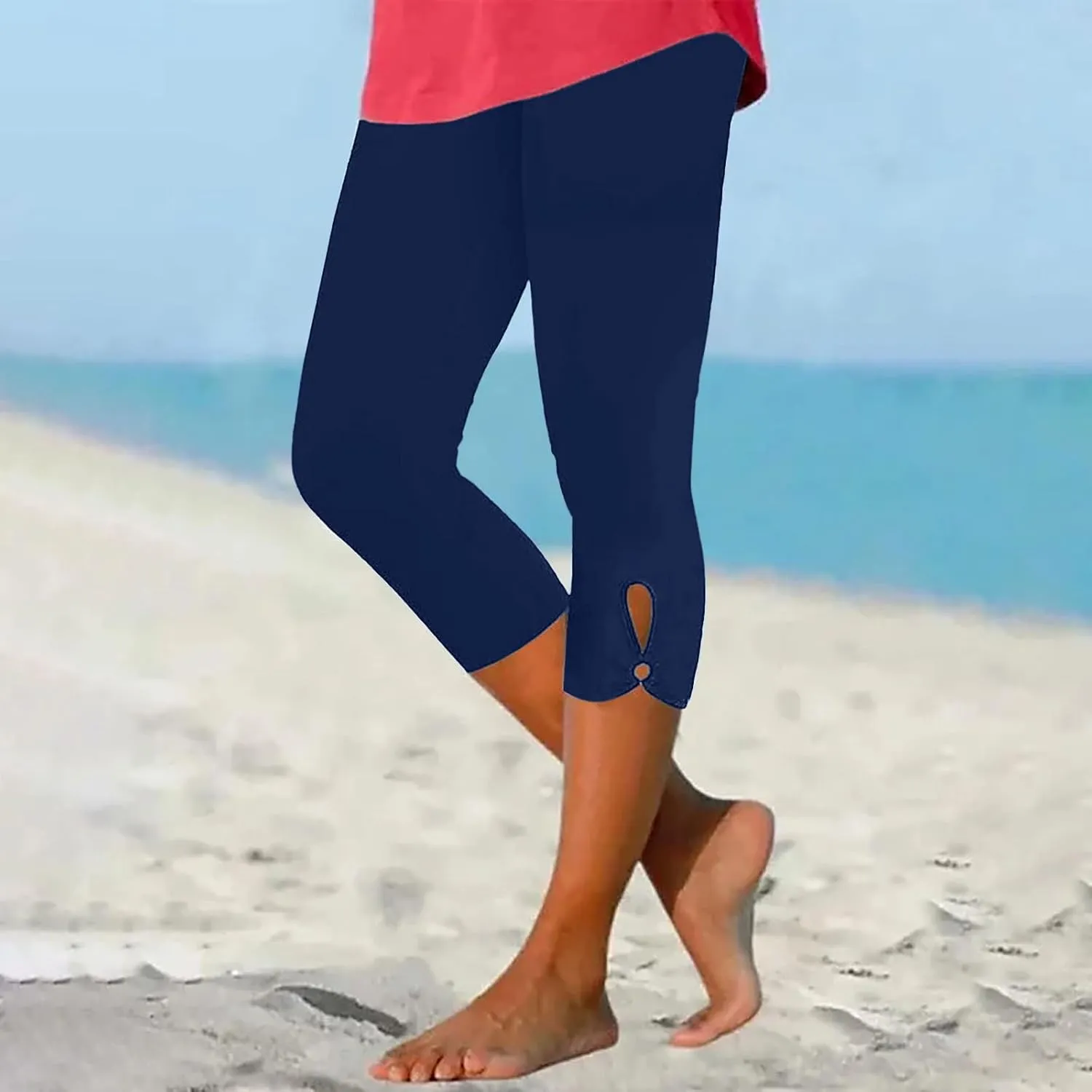 hlysgo Capri Leggings for Women 2024 Summer Lightweight Capris High Waisted Casual Workout Yoga Pants Beach Cropped Pants