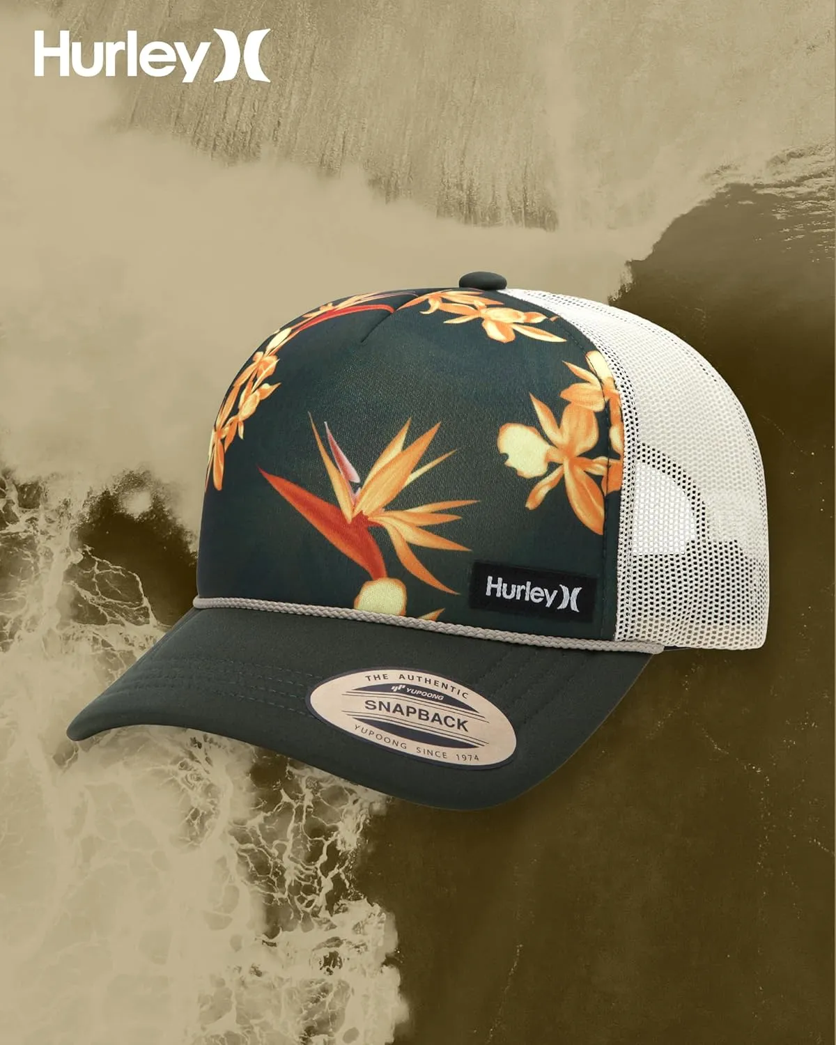Hurley Men's Rincon Trucker Hat - Breathable Mesh Sides, Curved Bill, Adjustable Snap Closure - Trucker Hats for Men