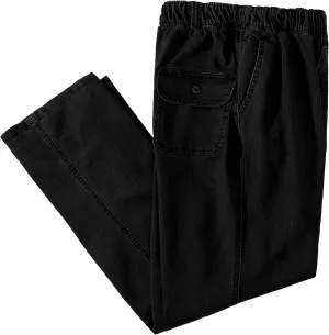 IDEALSANXUN Mens Elastic Waist Loose Fit Denim Pants Casual Solid Jeans Trouser