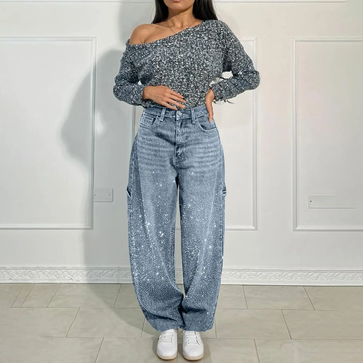 Jeans for Women Petite Straight Fit Denim Pants Soft Summer High Waist Comfy Jeans with Pockets