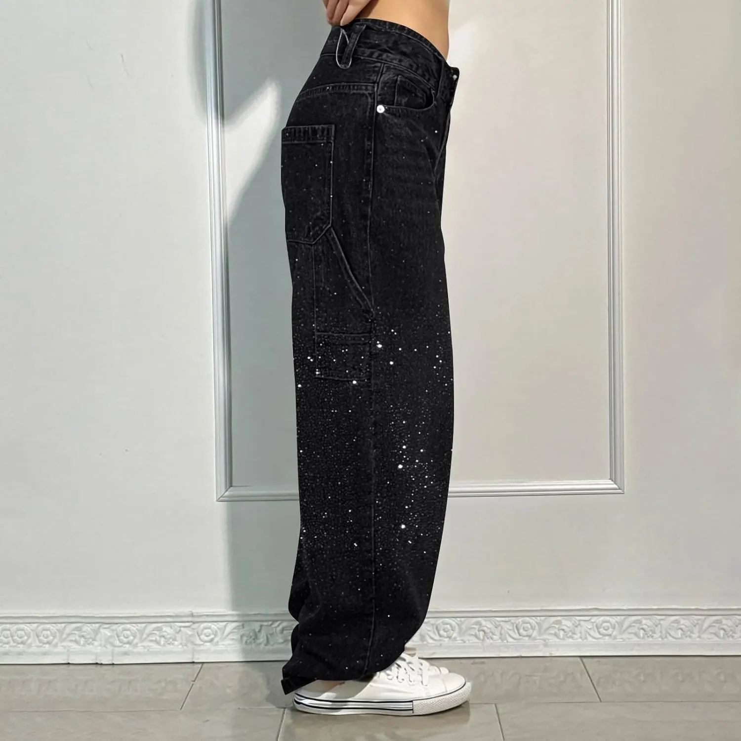 Jeans for Women Petite Straight Fit Denim Pants Soft Summer High Waist Comfy Jeans with Pockets