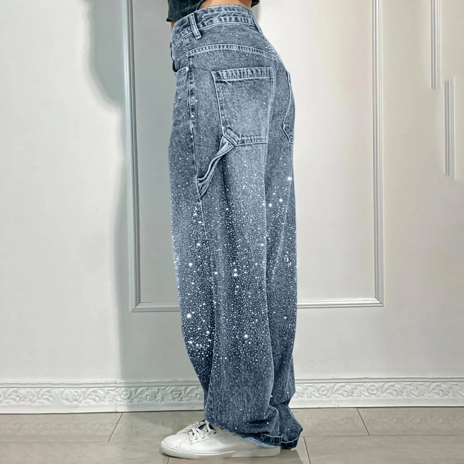 Jeans for Women Petite Straight Fit Denim Pants Soft Summer High Waist Comfy Jeans with Pockets