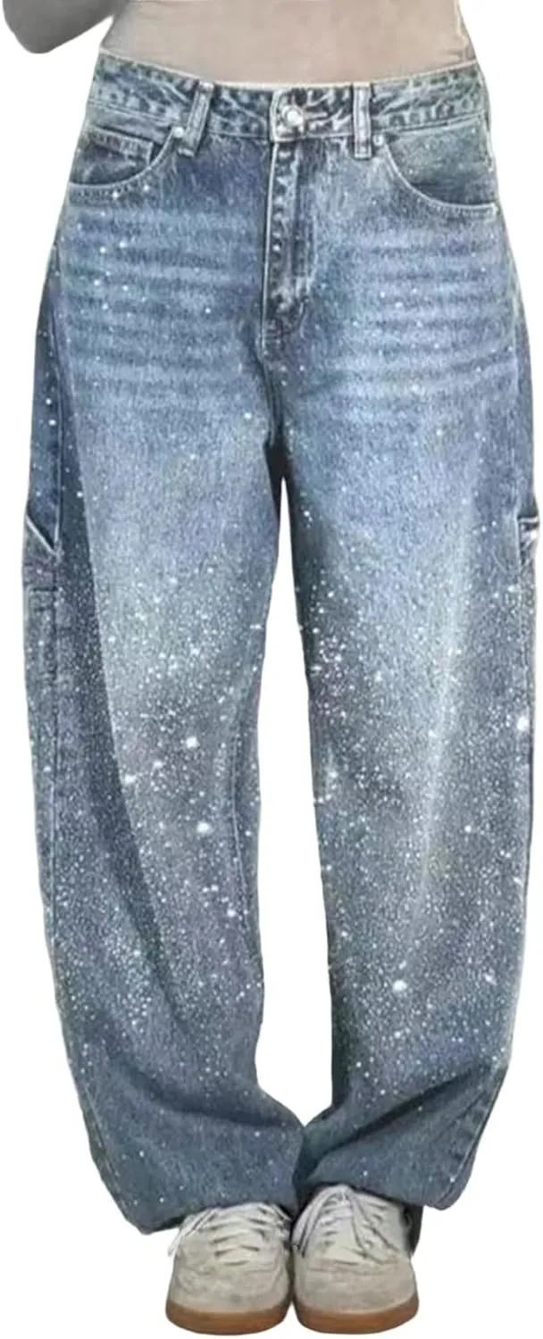 Jeans for Women Petite Straight Fit Denim Pants Soft Summer High Waist Comfy Jeans with Pockets