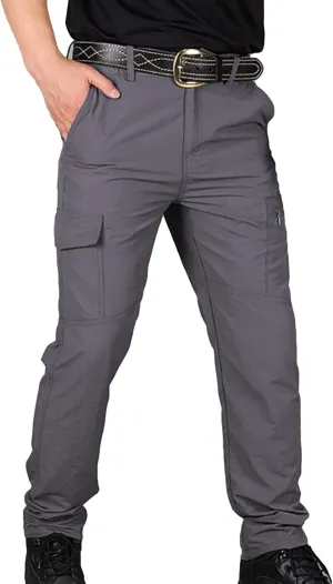 JEsilunmaMY Men's Cargo Pants Multi-Pocket Outdoor Mountain Hiking Military Trousers Lightweight Waterproof Joggers Pants